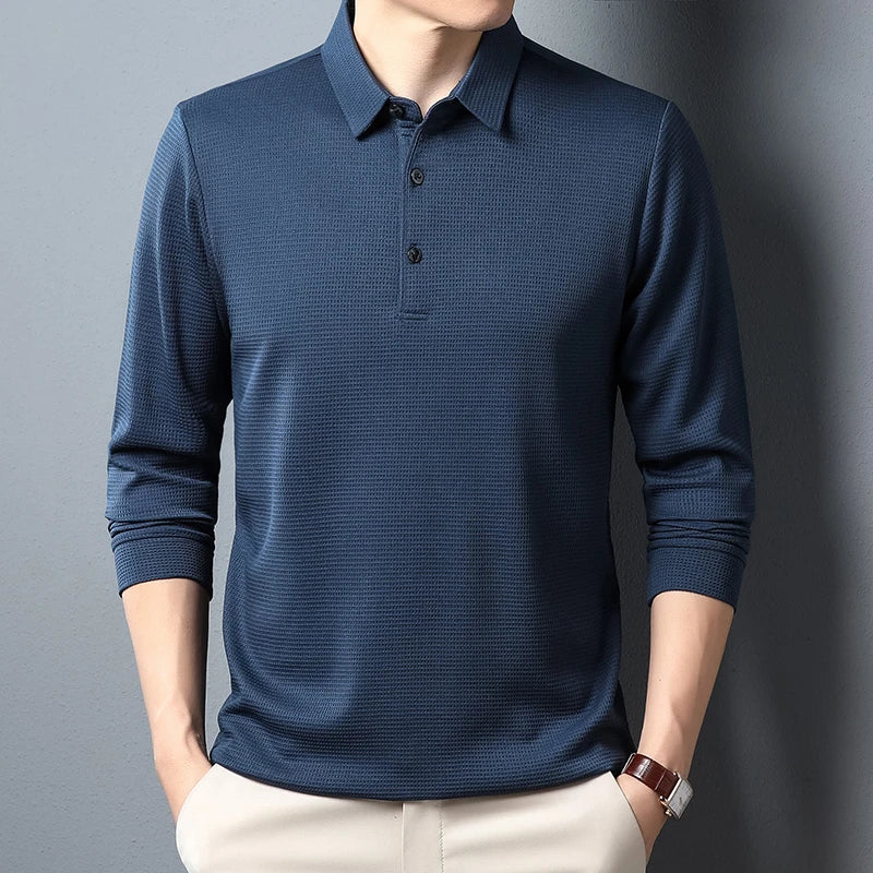 Men's Business Casual Polo Long Sleeve