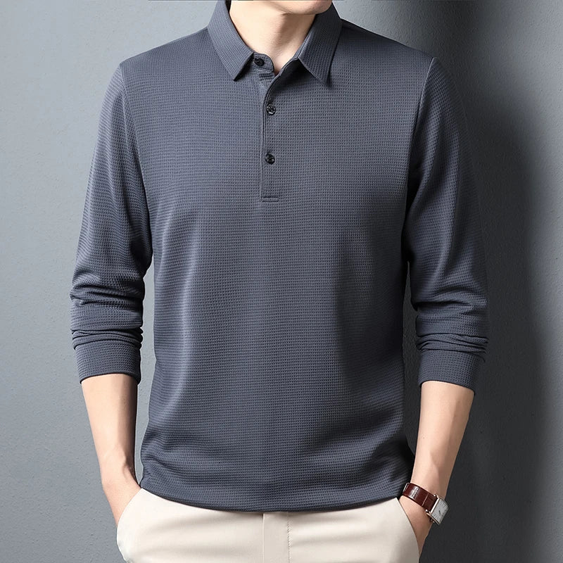 Men's Business Casual Polo Long Sleeve