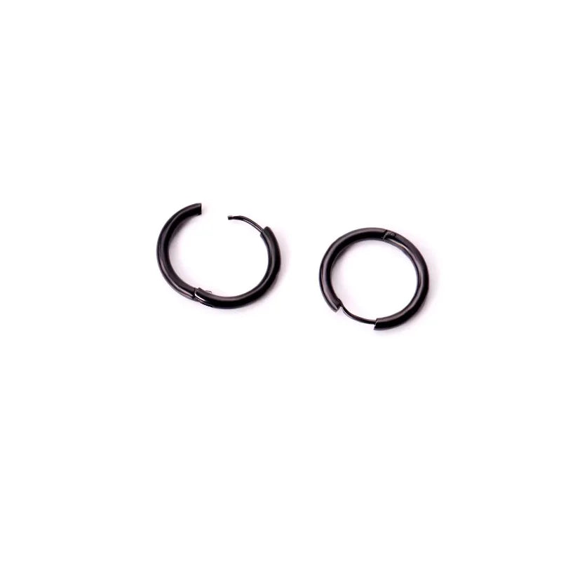 Edge Black Hoop Earrings