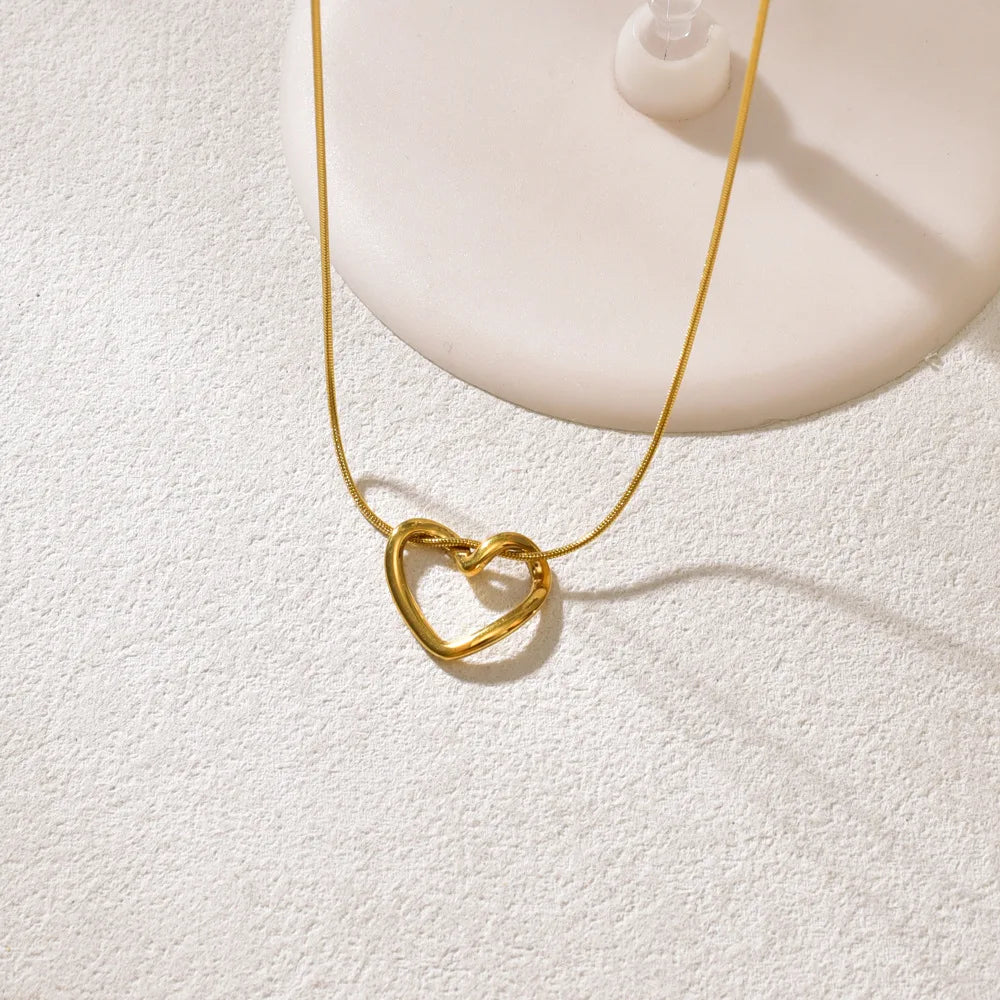 titanium steel hollow heart necklace