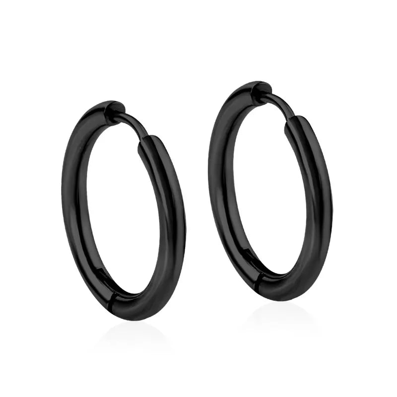 Edge Black Hoop Earrings