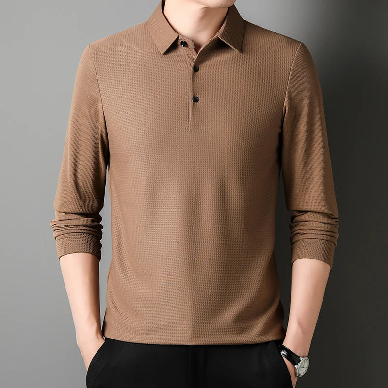Men's Business Casual Polo Long Sleeve