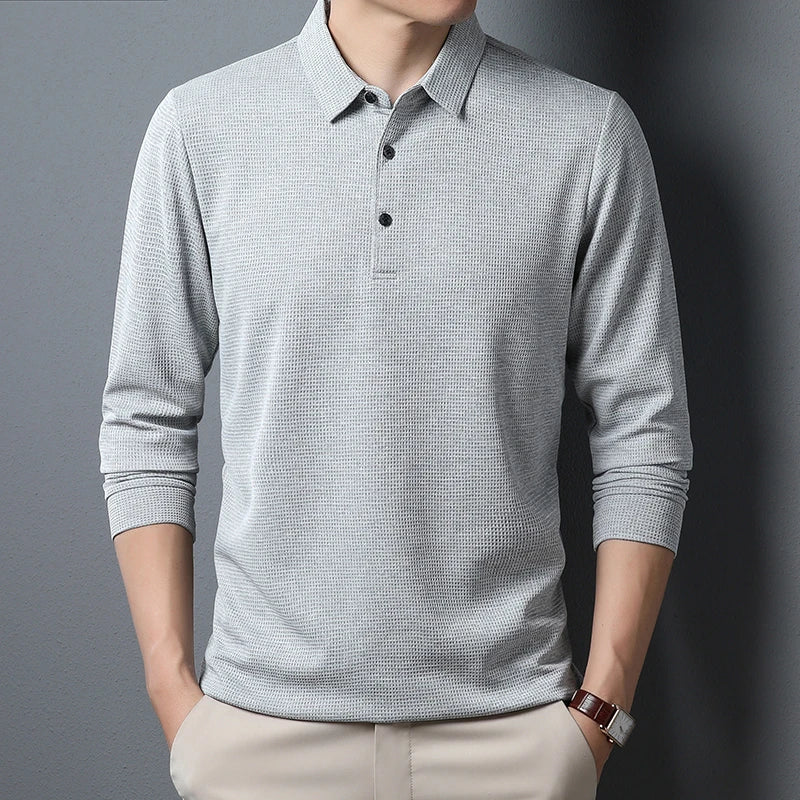 Men's Business Casual Polo Long Sleeve
