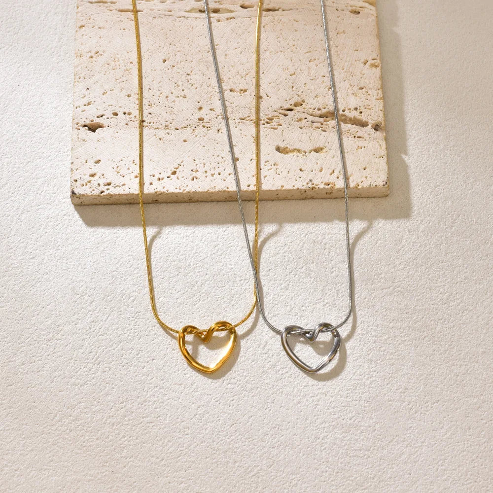 titanium steel hollow heart necklace