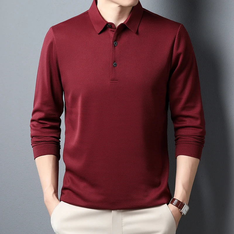 Men's Business Casual Polo Long Sleeve