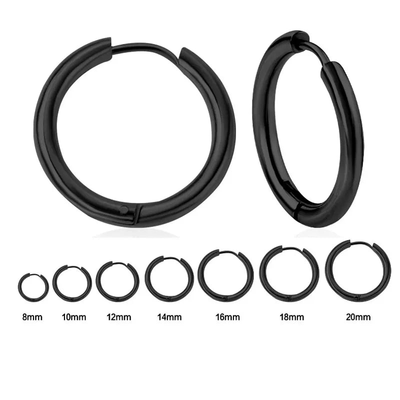 Edge Black Hoop Earrings