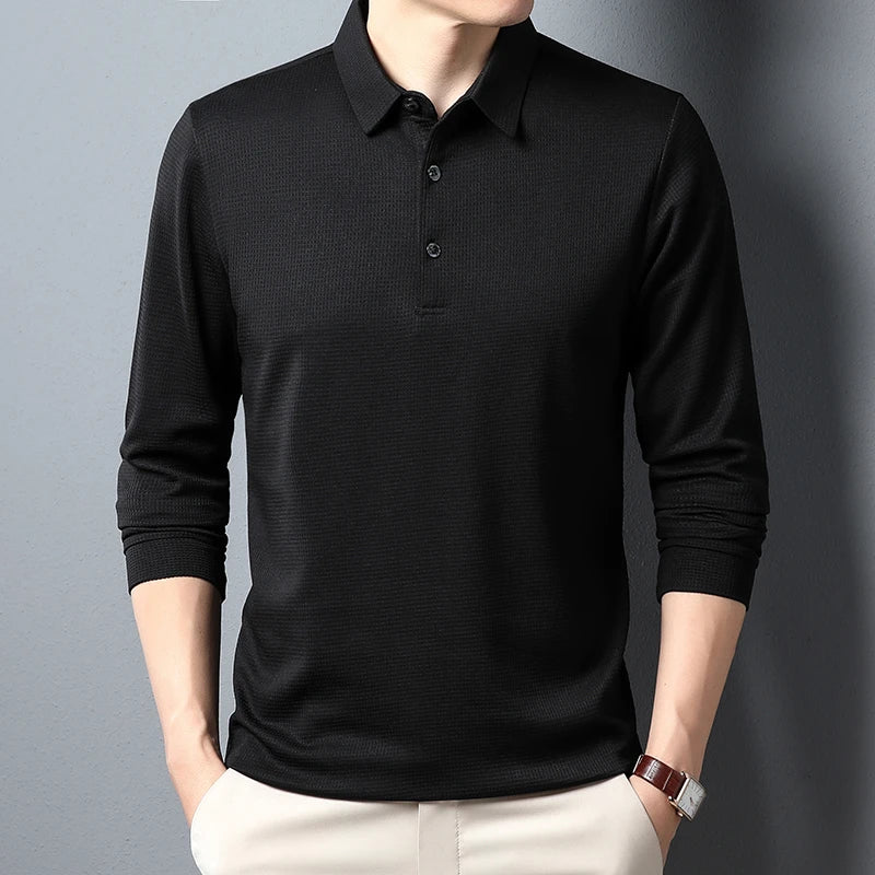 Men's Business Casual Polo Long Sleeve